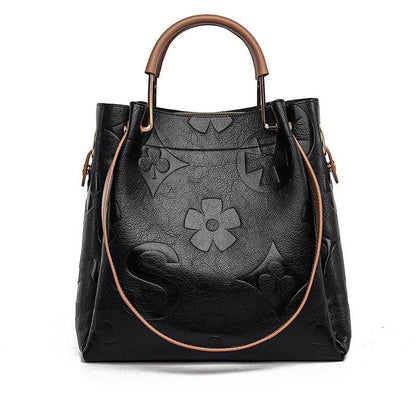 Handbag Women's Fashion Embossed Tote Bag Large Capacity Maternity Bucket Bag - IntuitiveEncBoutique