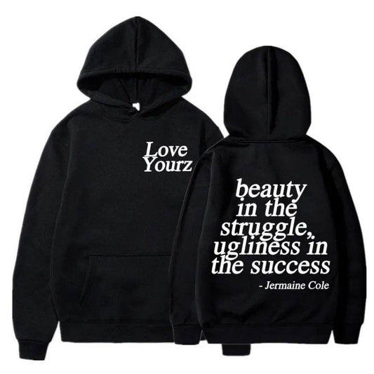 Letter Print Hooded Sweatshirt Unisex Long Sleeve Casual Top Hoodie - IntuitiveEncBoutique