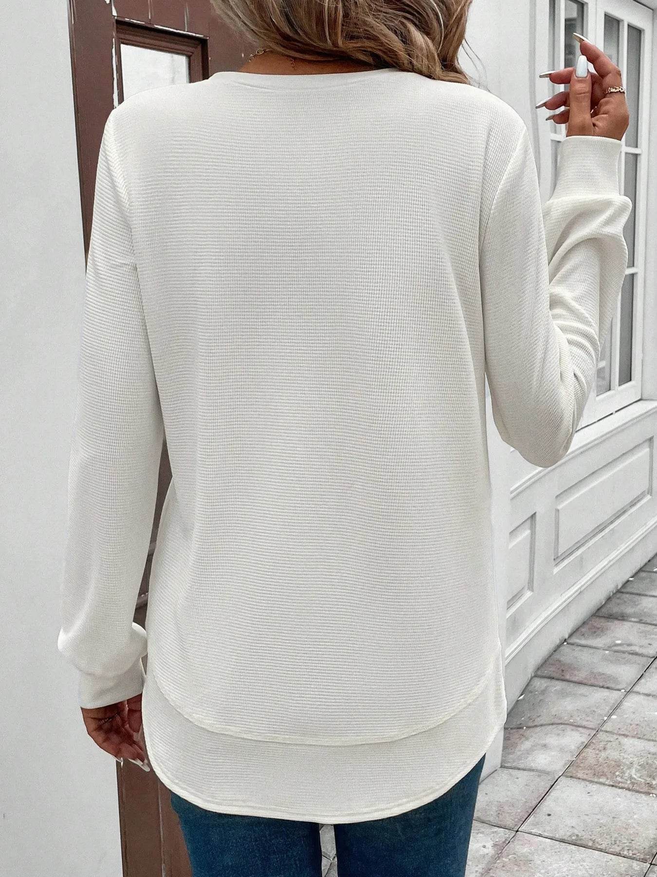 Round Neck Long Sleeve Casual Sweatshirt - IntuitiveEncBoutique