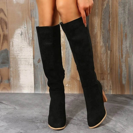 Point Toe Block Heels Boots - IntuitiveEncBoutique