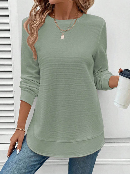 Round Neck Long Sleeve Casual Sweatshirt - IntuitiveEncBoutique