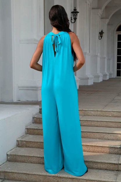 Double Take Full Size Tie Back Cutout Sleeveless Jumpsuit - IntuitiveEncBoutique