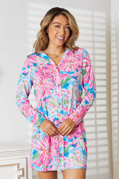 Double Take Floral Open Front Long Sleeve Cardigan - IntuitiveEncBoutique