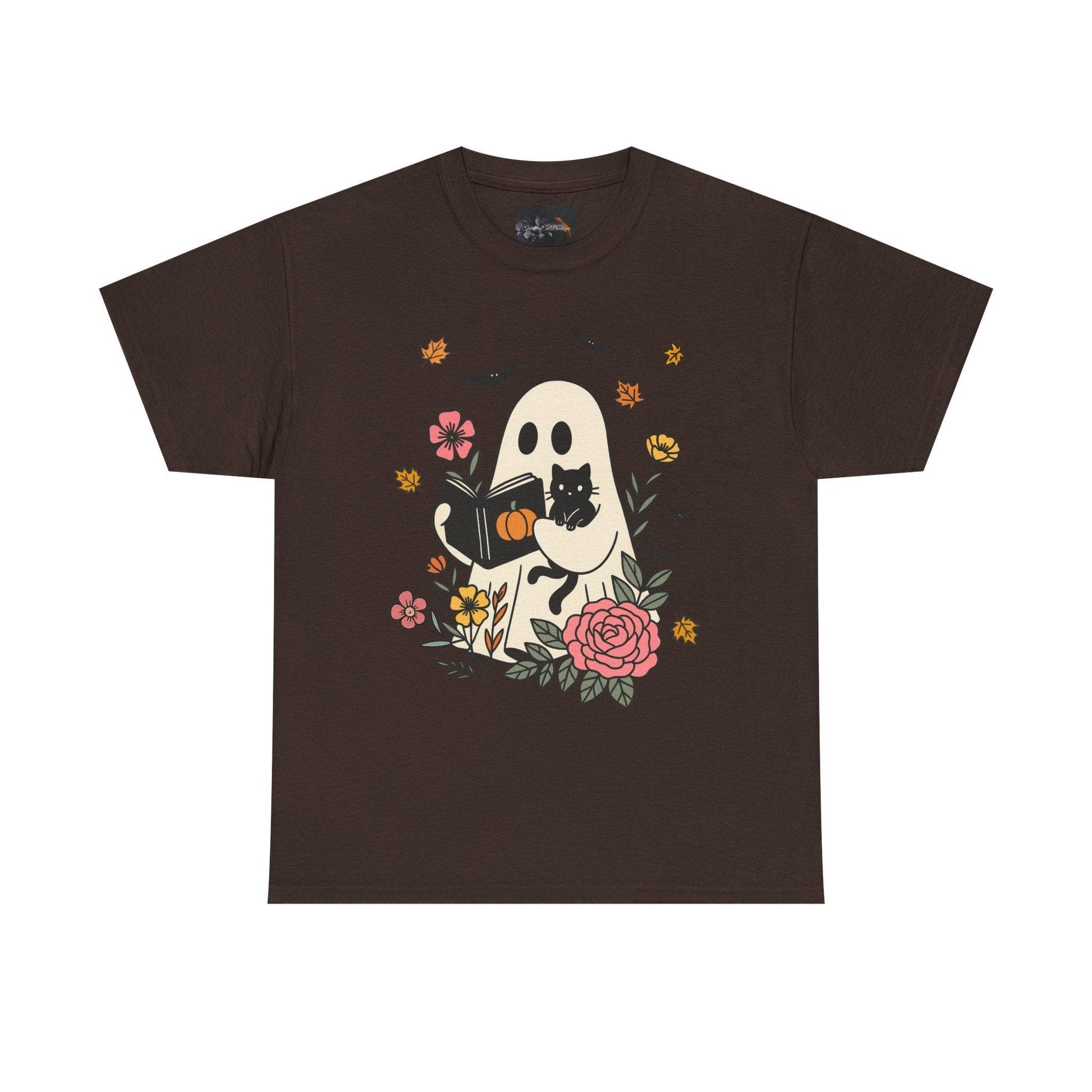 Cute Ghost & Cat Unisex Heavy Cotton Tee - IntuitiveEncBoutique