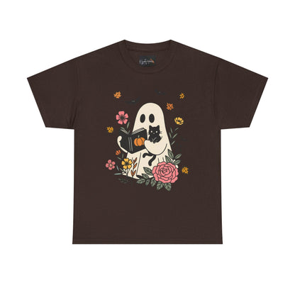 Cute Ghost & Cat Unisex Heavy Cotton Tee - IntuitiveEncBoutique
