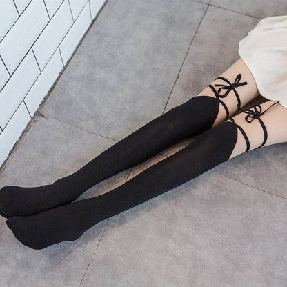 Lolita Cross-tie Over-knee Socks - IntuitiveEncBoutique