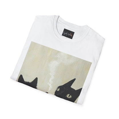 Cool Cat Art Unisex Softstyle T-Shirt, Vintage Cat Illustration, Perfect Gift for Cat Lovers, Casual Streetwear, Unique Pet Tee