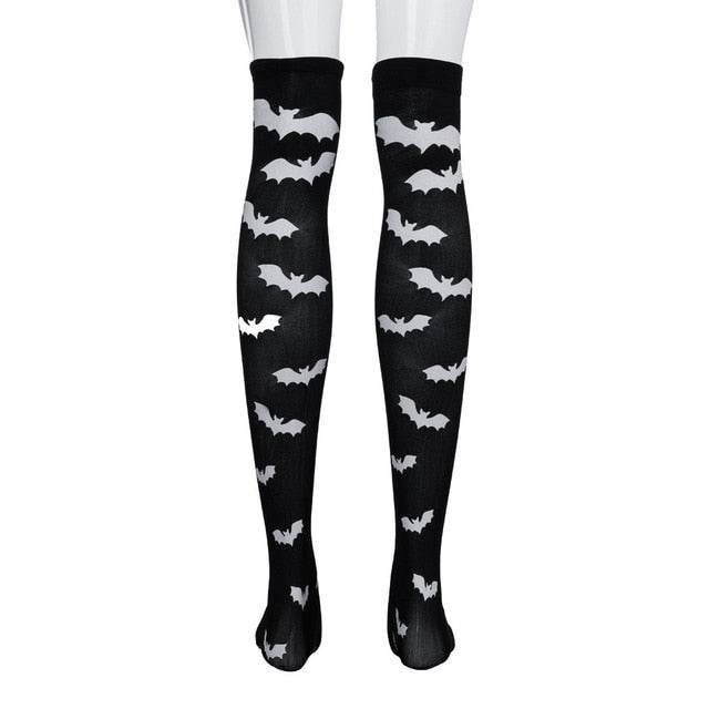 Halloween Black White Long Knee High Socks Costume Masquerade Carnival Cosplay Soft Wind Thigh Stockings Over The Knee - IntuitiveEncBoutique