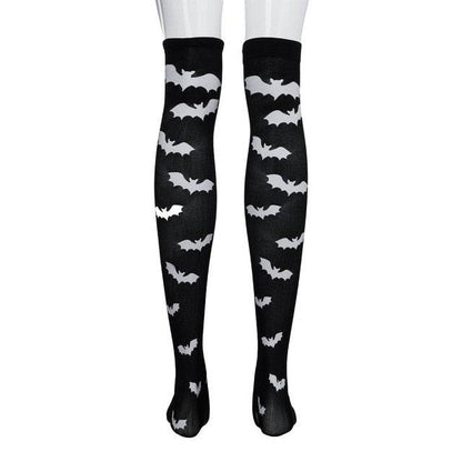 Halloween Black White Long Knee High Socks Costume Masquerade Carnival Cosplay Soft Wind Thigh Stockings Over The Knee - IntuitiveEncBoutique