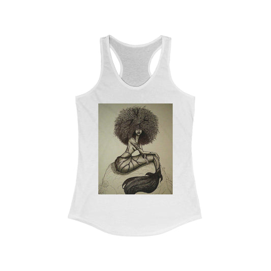Black Mermaid Racerback Tank Top, Women's Sleeveless Shirt, Ocean Theme Clothing, Beachwear Apparel, Underwater Design Tank, Summer