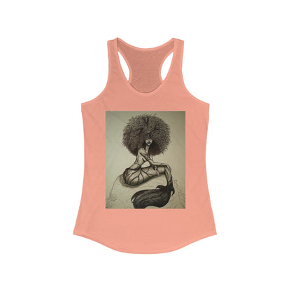 Black Mermaid Racerback Tank Top, Women's Sleeveless Shirt, Ocean Theme Clothing, Beachwear Apparel, Underwater Design Tank, Summer