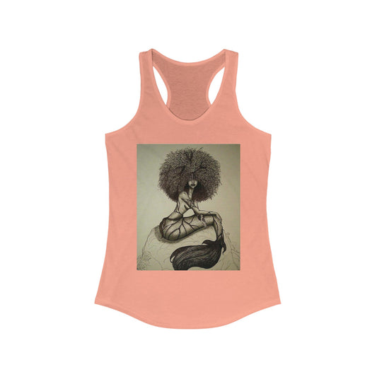 Black Mermaid Racerback Tank Top, Women's Sleeveless Shirt, Ocean Theme Clothing, Beachwear Apparel, Underwater Design Tank, Summer