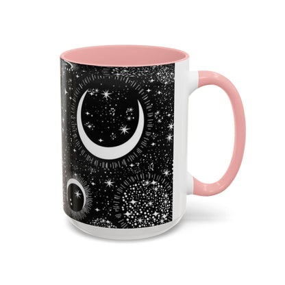 Star Moon Cup - Celestial Design Coffee Mug, 11oz Tea Cup, Astrology Lover Gift, Kitchen Decor, Celestial Kitchenware, Ceramic Beverage Mug - IntuitiveEncBoutique