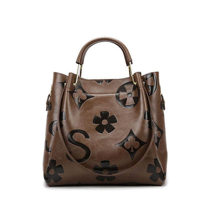 Handbag Women's Fashion Embossed Tote Bag Large Capacity Maternity Bucket Bag - IntuitiveEncBoutique