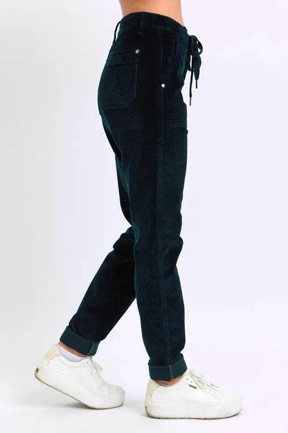 Judy Blue Full Size High Waist Corduroy Cuffed Jogger Plus Size - IntuitiveEncBoutique