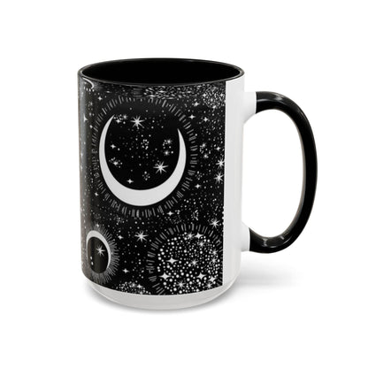 Star Moon Cup - Celestial Design Coffee Mug, 11oz Tea Cup, Astrology Lover Gift, Kitchen Decor, Celestial Kitchenware, Ceramic Beverage Mug - IntuitiveEncBoutique