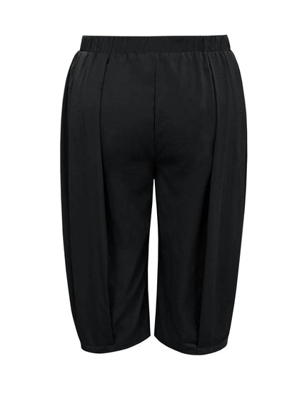 Plus Size Wide Leg Pleated Detail Cropped Pants - IntuitiveEncBoutique