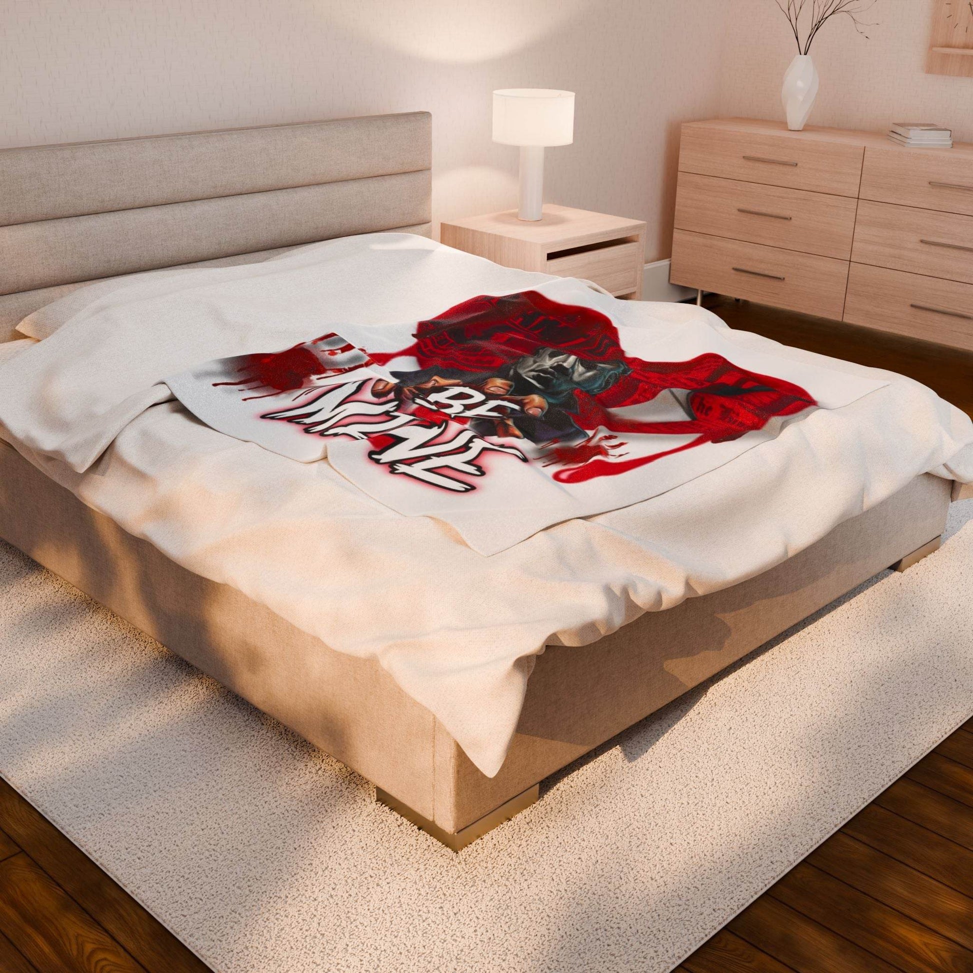 Spooky Love Velveteen Plush Blanket | Halloween Decor, Cozy Throw for Couples, Horror Movie Lover Gift, Valentine's Day Gift - IntuitiveEncBoutique