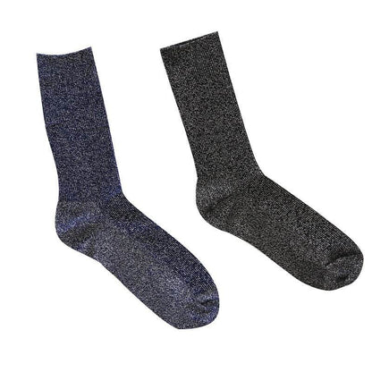 Winter Cotton Solid Shiny Woman Simple Socks Fashion Art Fold Female Student Thick Warm Socks Shiny Metallic Line Sock - IntuitiveEncBoutique