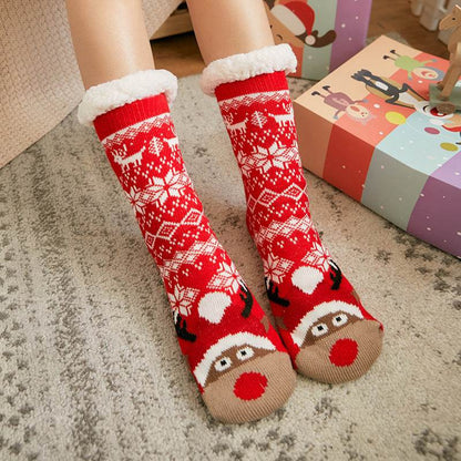 Christmas Floor Socks Indoor Home Sleep Winter Plush Thick Long Socks Women's Postpartum Socks Anti slip - IntuitiveEncBoutique