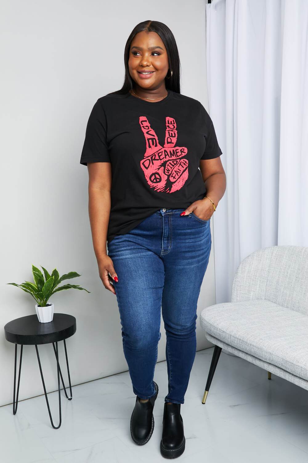 mineB Full Size Graphic Tunic T-Shirt - IntuitiveEncBoutique