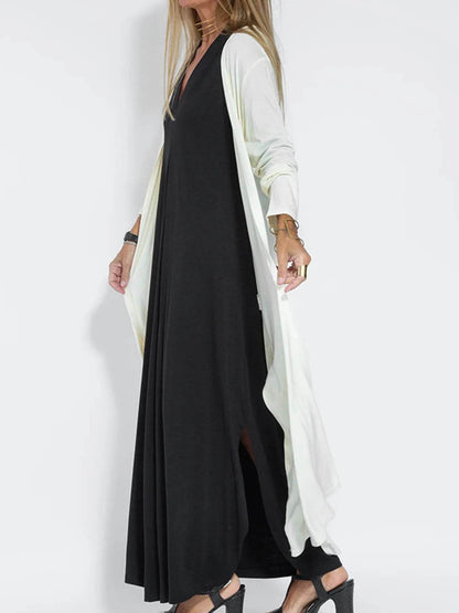 Full Size Open Front Side Slit Longline Cardigan Plus Size - IntuitiveEncBoutique