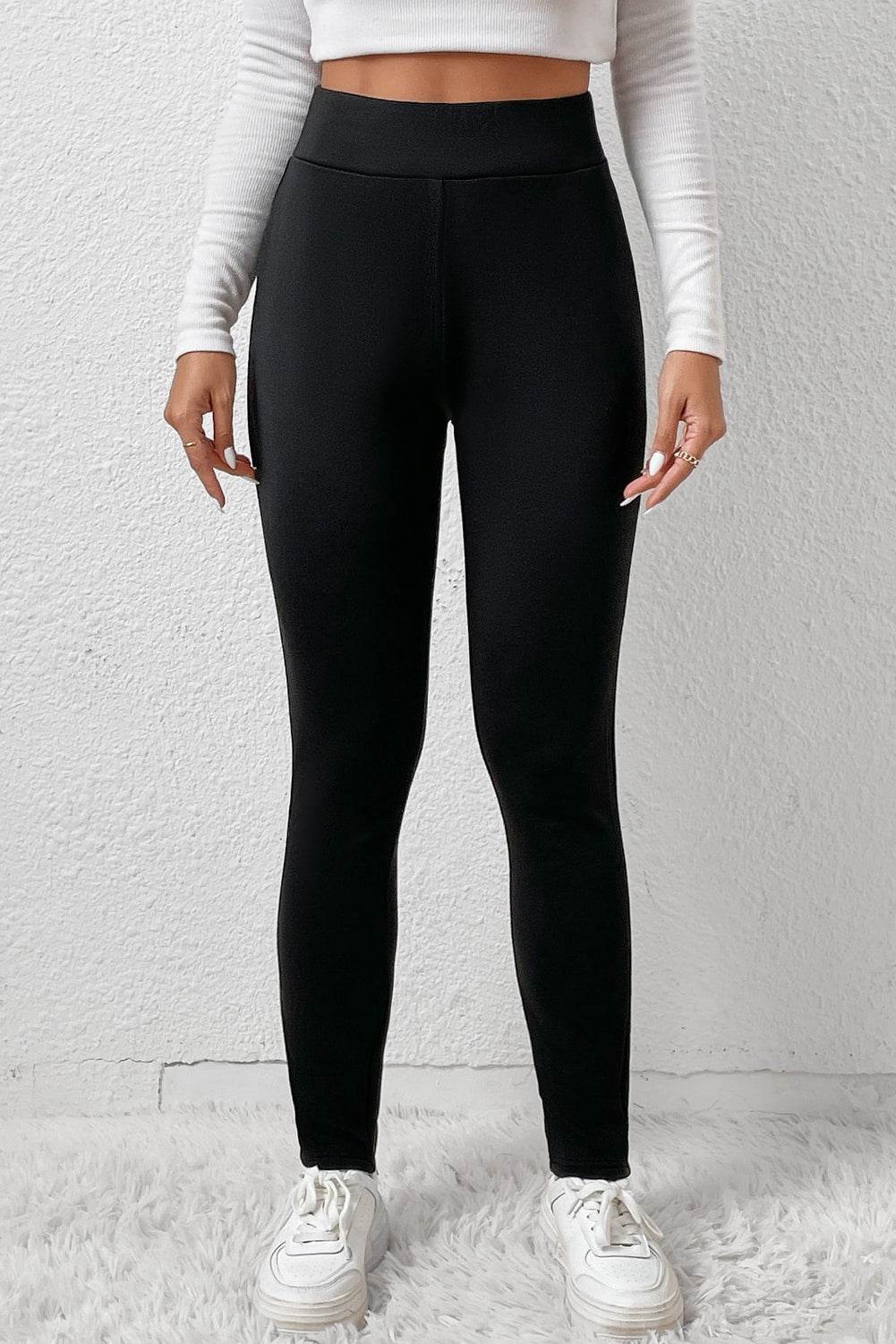 Black Fleece Lining Winter High Waist Leggings - IntuitiveEncBoutique