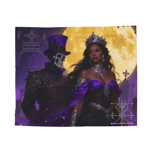Enigmatic Ghede Moonlight Velveteen Plush Blanket | Cozy Throw for Halloween, Gothic Decor, Spooky Season, Home Sweet Home