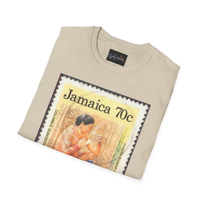 Vintage Jamaica Stamp Tee, Softstyle T-Shirt, Unisex Graphic Tee, Bohemian Style Shirt, Travel Lovers Apparel, Cool Gift Idea