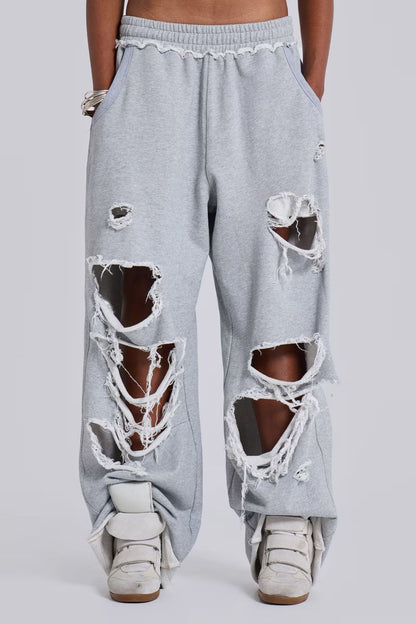 Trendy Casual Pants Street Hip-hop Distressed Design Wide-leg Loose Sweatpants
