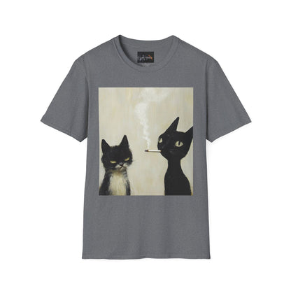 Cool Cat Art Unisex Softstyle T-Shirt, Vintage Cat Illustration, Perfect Gift for Cat Lovers, Casual Streetwear, Unique Pet Tee