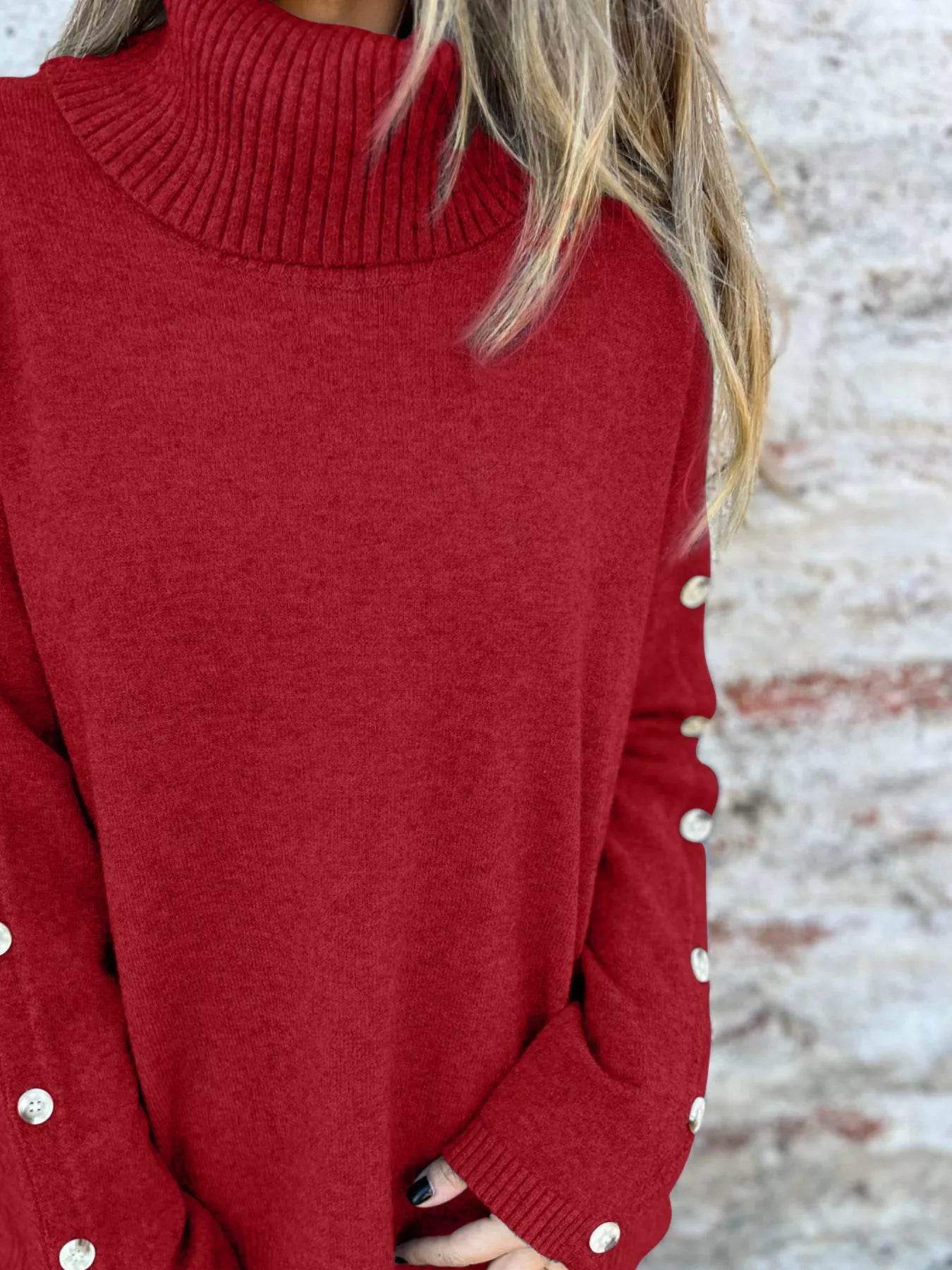 Full Size Turtleneck Long Sleeve Sweater Plus Size - IntuitiveEncBoutique