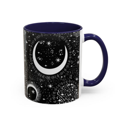 Star Moon Cup - Celestial Design Coffee Mug, 11oz Tea Cup, Astrology Lover Gift, Kitchen Decor, Celestial Kitchenware, Ceramic Beverage Mug - IntuitiveEncBoutique