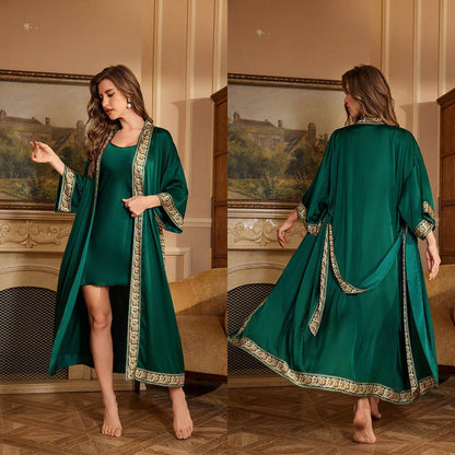 Women's home clothes bathrobe suspender two-piece set combination - IntuitiveEncBoutique