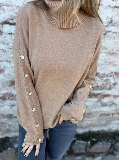 Full Size Turtleneck Long Sleeve Sweater Plus Size - IntuitiveEncBoutique