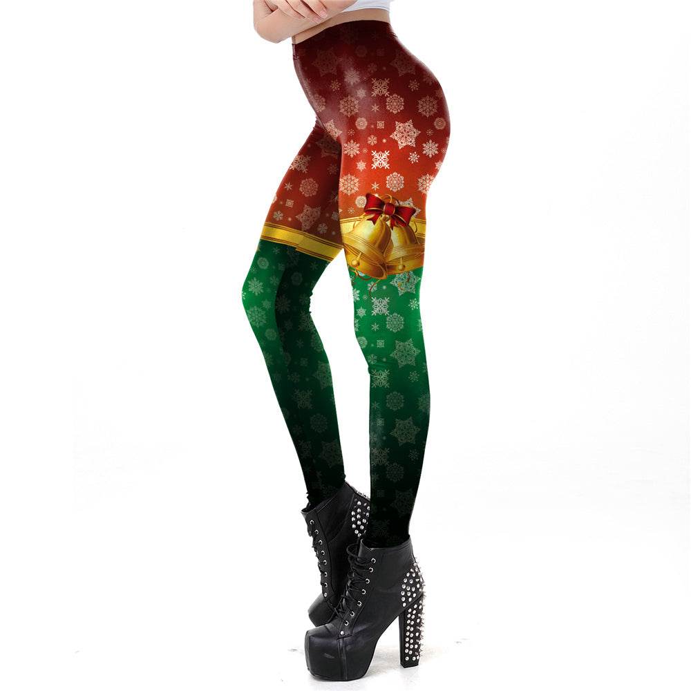 Christmas Bell Bowknot Festival Fitness Legging - IntuitiveEncBoutique