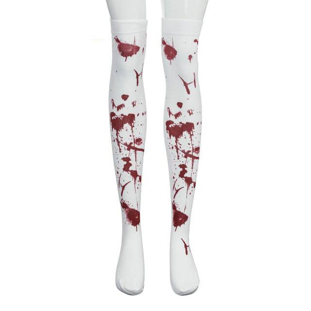 Halloween Black White Long Knee High Socks Costume Masquerade Carnival Cosplay Soft Wind Thigh Stockings Over The Knee - IntuitiveEncBoutique