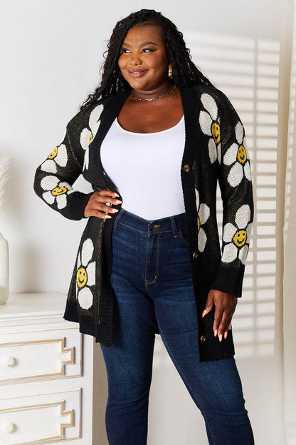 Perfee Floral Button Down Longline Cardigan - IntuitiveEncBoutique