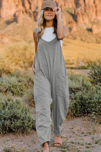 Double Take Full Size V-Neck Sleeveless Jumpsuit with Pockets - IntuitiveEncBoutique