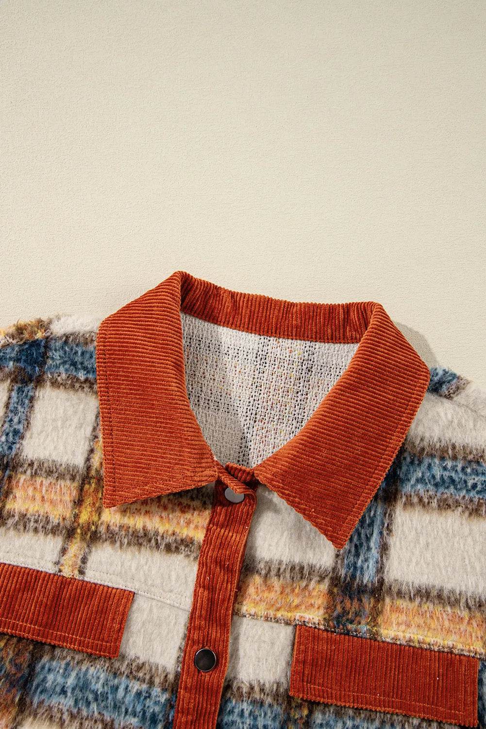 Plus Size Plaid Button Down Jacket - IntuitiveEncBoutique