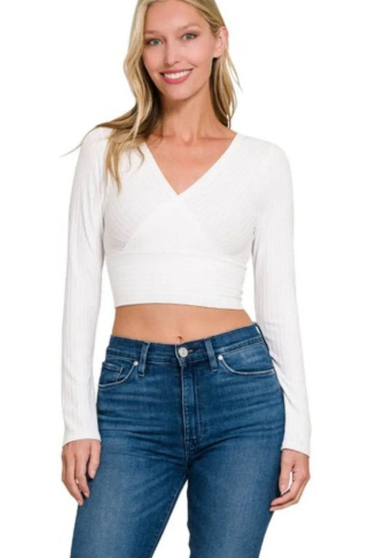 Zenana Ribbed Surplus Waist Band Long Sleeve Top - IntuitiveEncBoutique