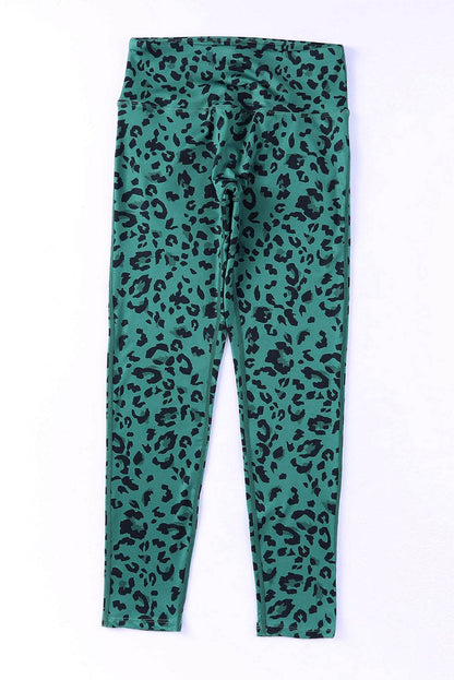 Green Classic Leopard Print Active Leggings - IntuitiveEncBoutique