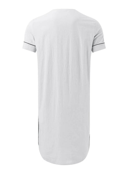 Men's Full Size Button Detail Short Sleeve Lounge Dress Plus Size - IntuitiveEncBoutique