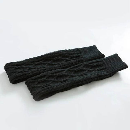 Knitted knee over foot warm leg socks knitted yarn warm knee pads double diamond shaped floor socks - IntuitiveEncBoutique