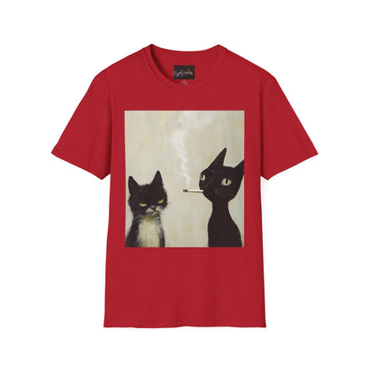 Cool Cat Art Unisex Softstyle T-Shirt, Vintage Cat Illustration, Perfect Gift for Cat Lovers, Casual Streetwear, Unique Pet Tee