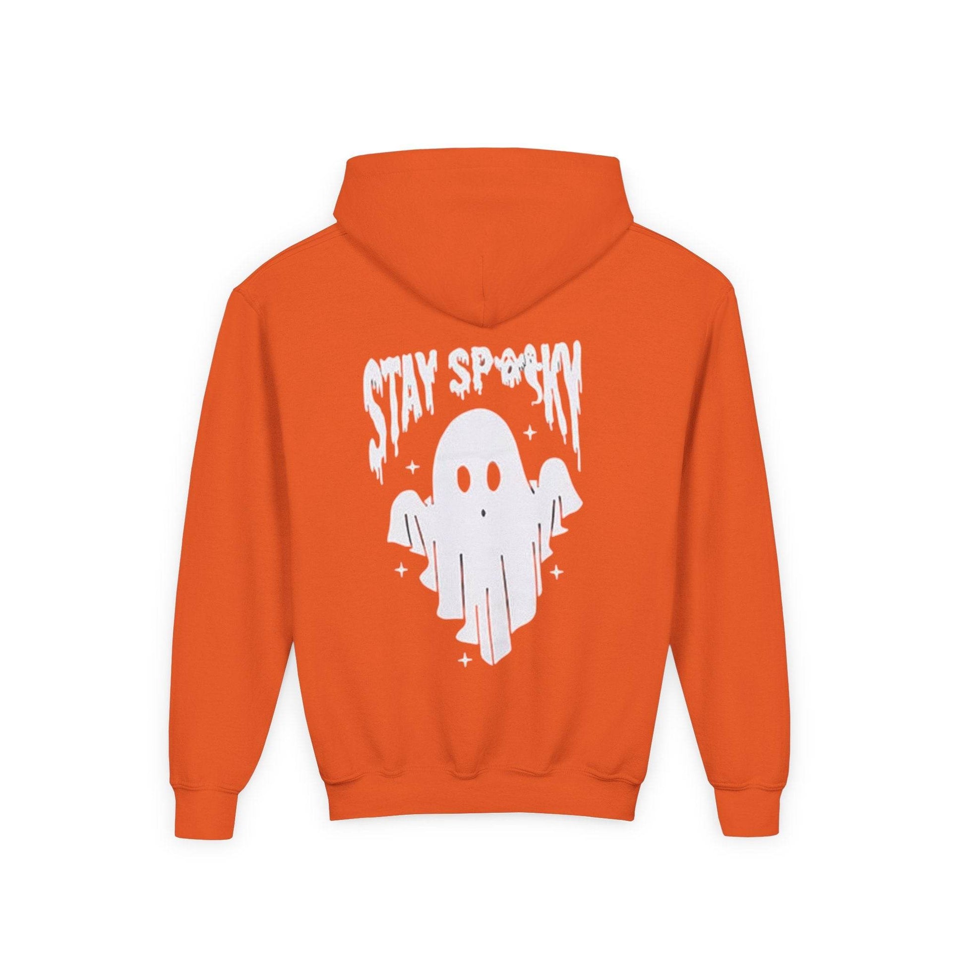 Youth Ghostly Rocker Hoodie - Stay Spooky Sweatshirt, Halloween Apparel, Youth Fashion, Skeleton Design, Cozy Gift - IntuitiveEncBoutique