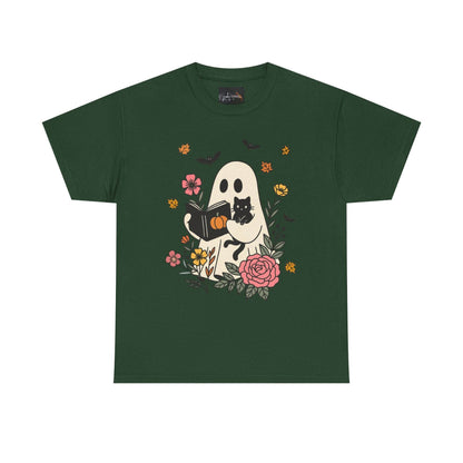 Cute Ghost & Cat Unisex Heavy Cotton Tee - IntuitiveEncBoutique