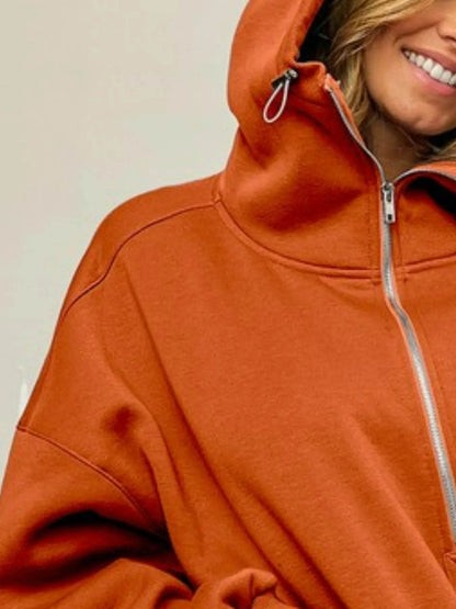 BiBi Half Zip Vintage Washed Fleece Hoodie - IntuitiveEncBoutique