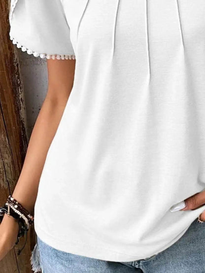 Full Size Round Neck Petal Sleeve Blouse Plus Size - IntuitiveEncBoutique