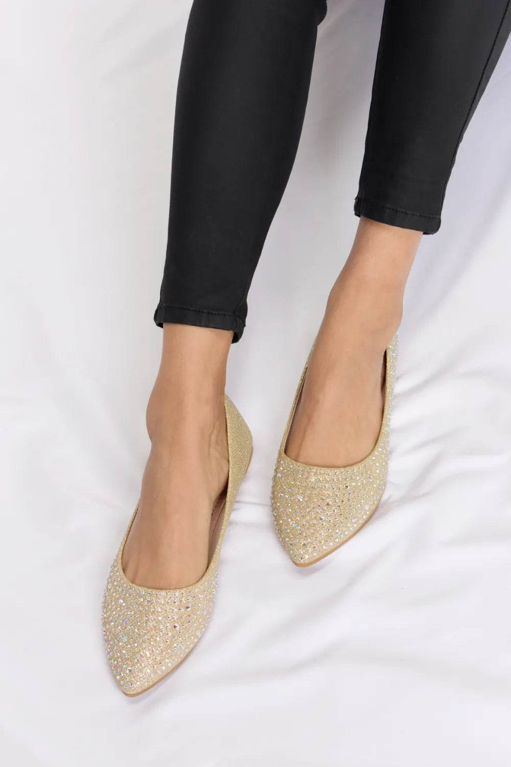 Forever Link Rhinestone Point Toe Flat Slip-Ons - IntuitiveEncBoutique